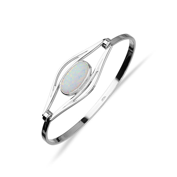 Sterling silver synthetic opal bangle bracelet outlets