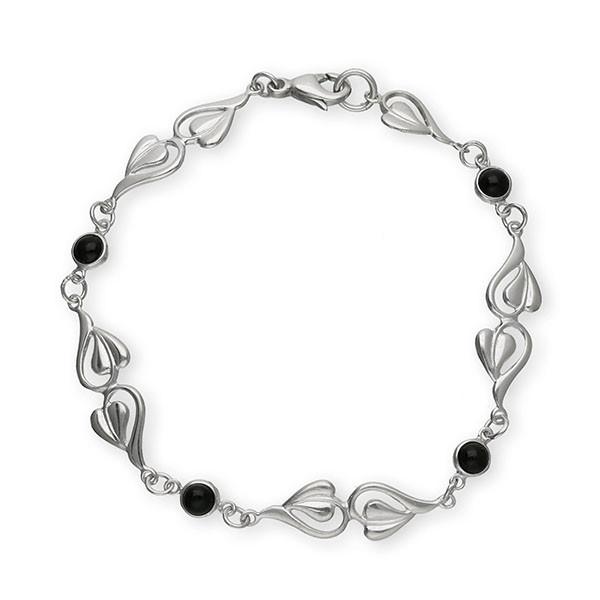 Silver bracelet with deals black stones