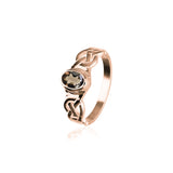 Celtic Rose Gold Ring RCR53 Smoky Quartz