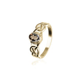 Celtic Gold Ring GCR53 Smoky Quartz