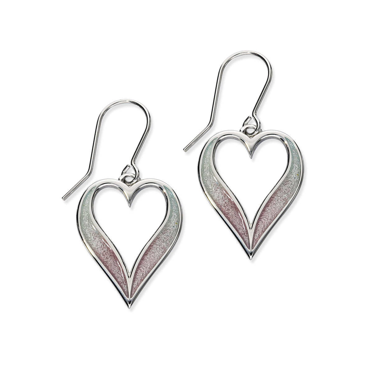 Astin Sterling Silver Drop Small Heart Earrings with Enamel EE641