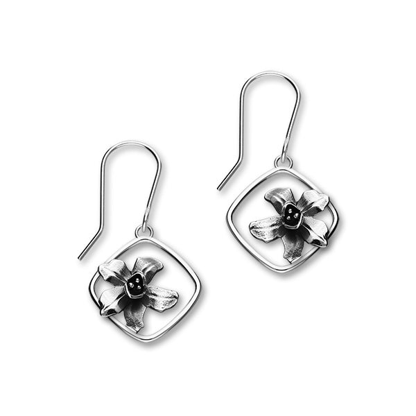 July Birth Flower Silver Earrings E1865